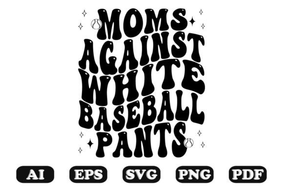 Moms Against White Baseball Pants Retro Graphics